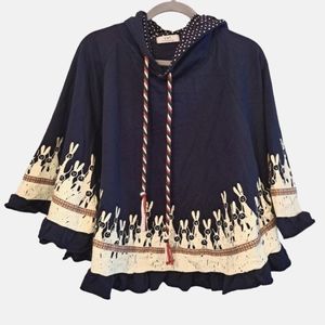 Girl's Rabbit Bunny Easter Hooded Cape Blue